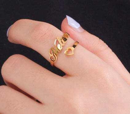 Adjustable Custom Name Stainless Steel Custom Ring