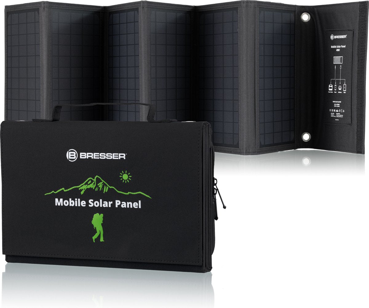 Bresser mobile solar panel – 40w – for smartphone tablets, among others – 3x USB