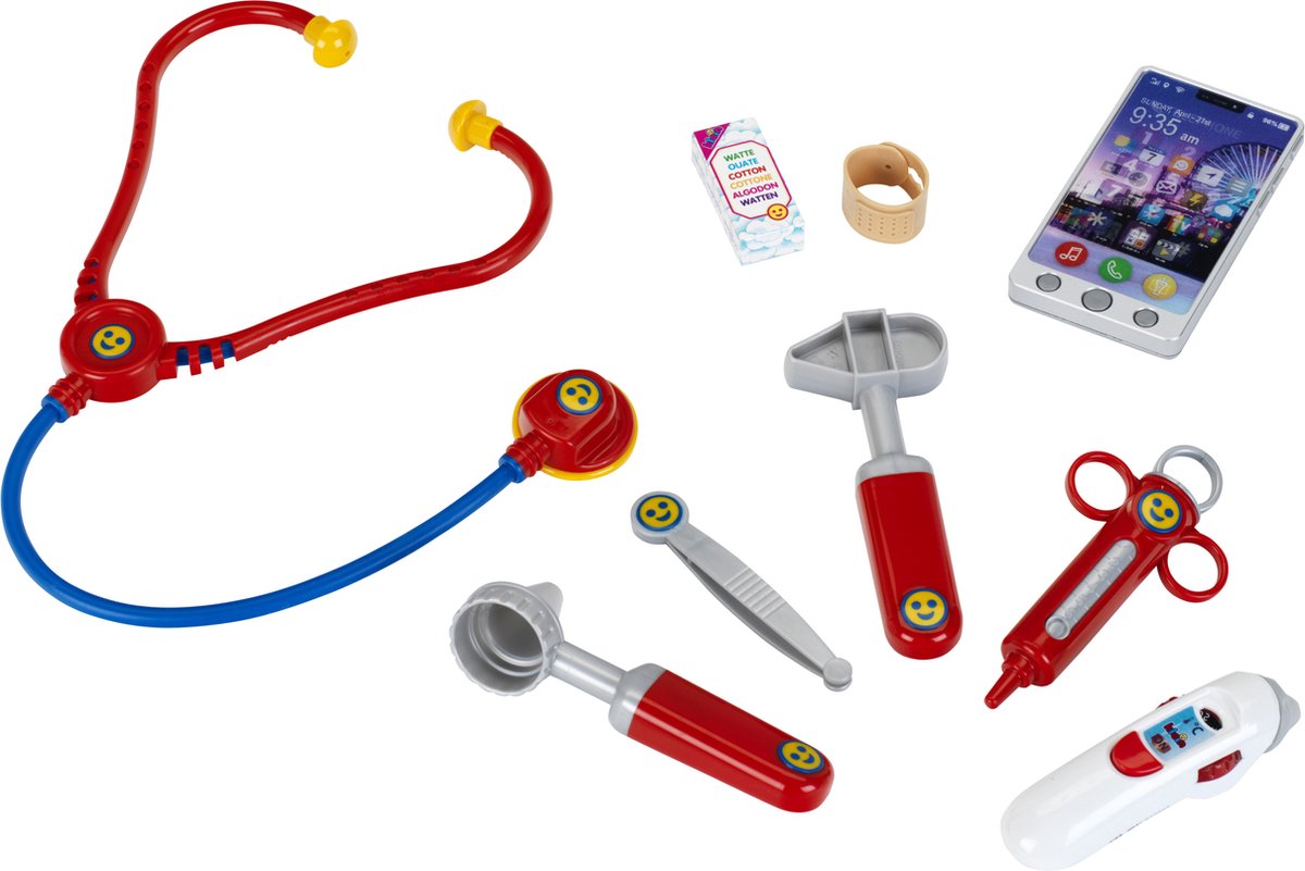 Klein toys doctor's case - incl. smartphone and toy instruments - red blue