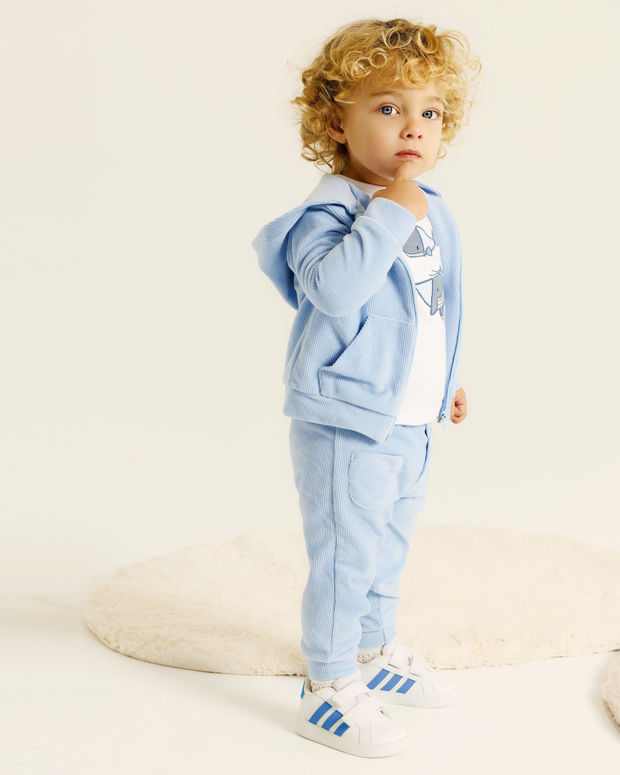 Giacchina Bambini Azzurra in Ciniglia con Cappuccio – Nanan