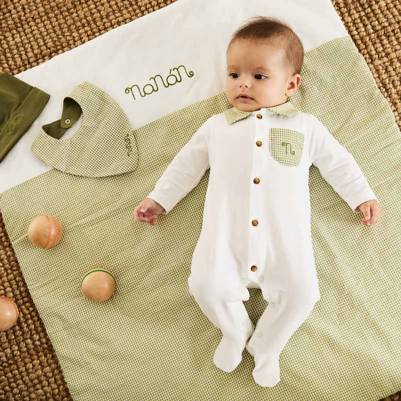 Tutina aperta davanti con taschina verde