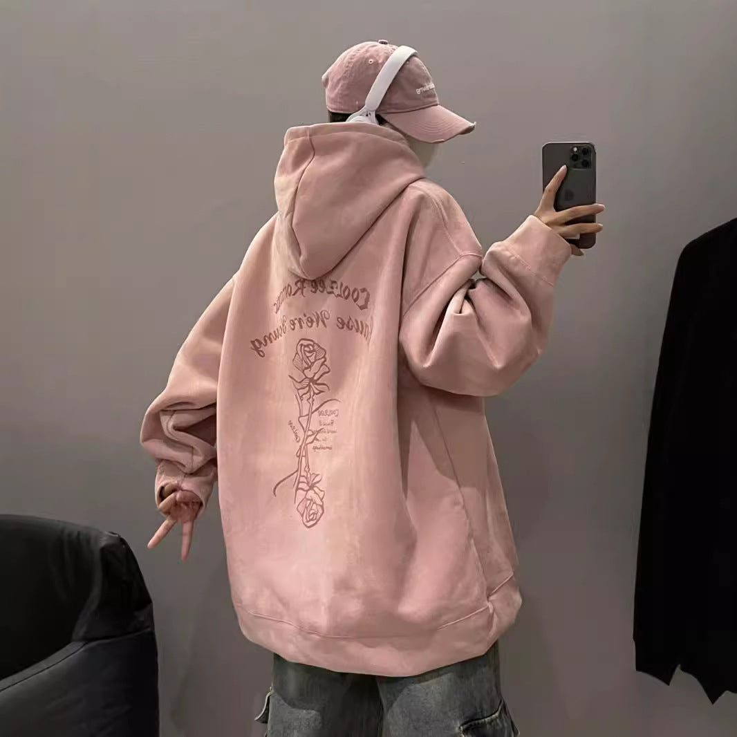 Women's Suede Hooded Sweater