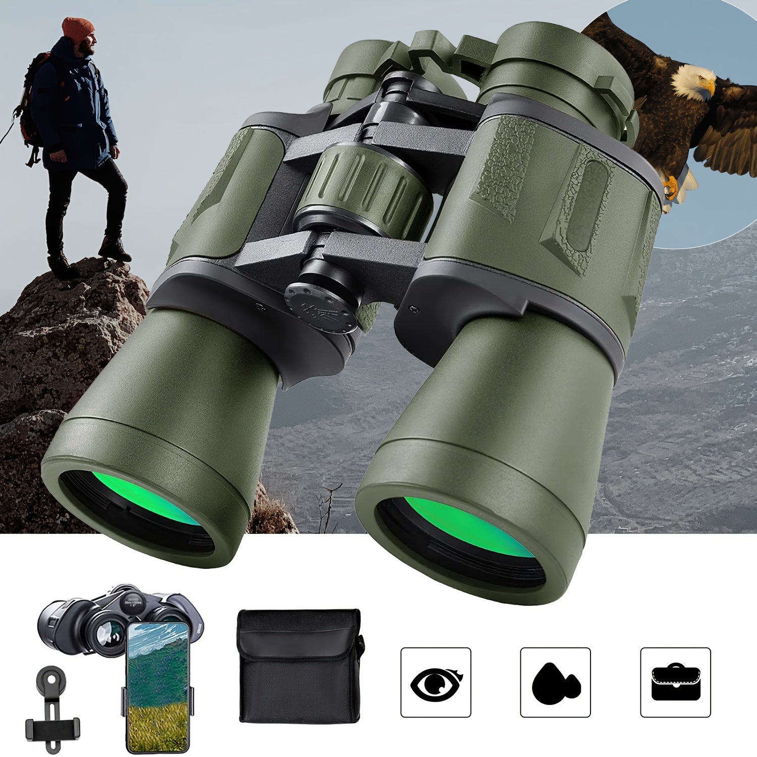 NNETM Binoculars with Smartphone Adapter for Bird Watching & Travel