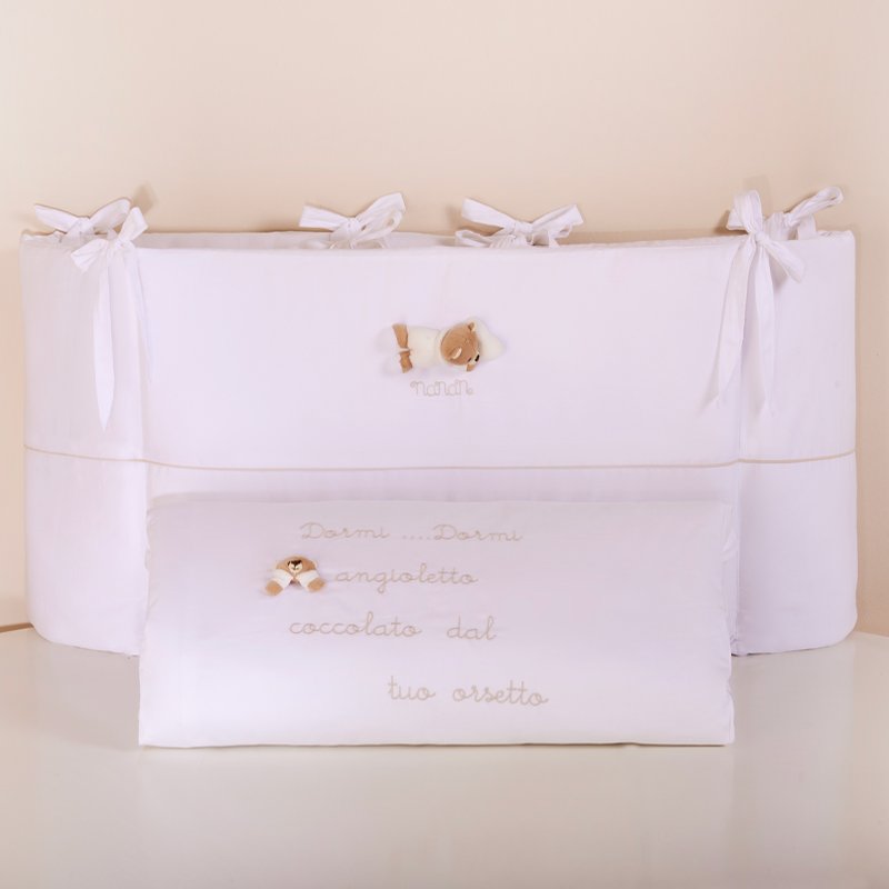 Set Piumone e Paracolpi 4 pezzi per Lettino Ovale Bianco