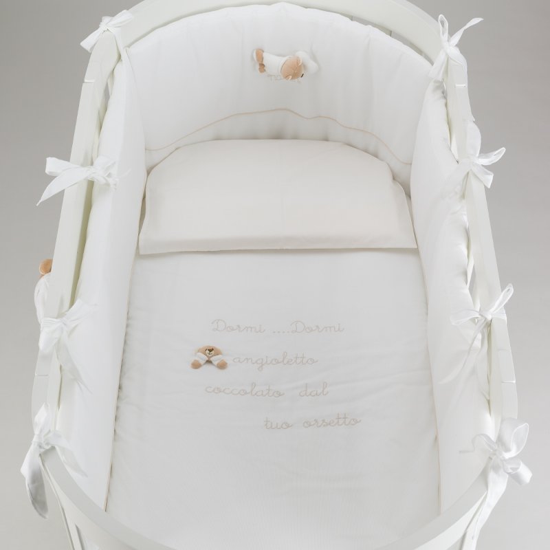 Set Piumone e Paracolpi 4 pezzi per Lettino Ovale Bianco