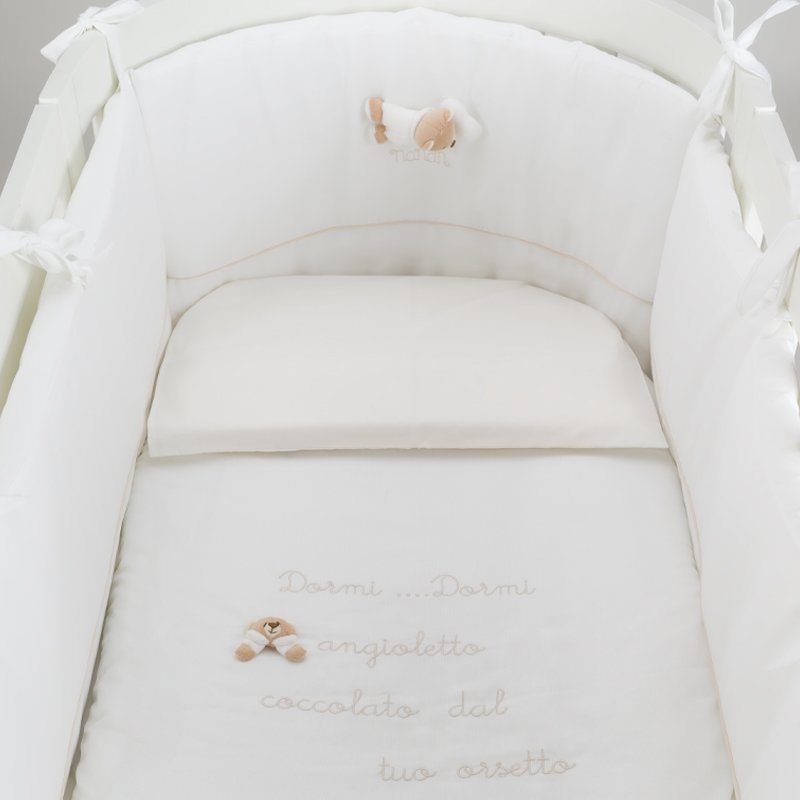 Set Piumone e Paracolpi 4 pezzi per Lettino Ovale Bianco