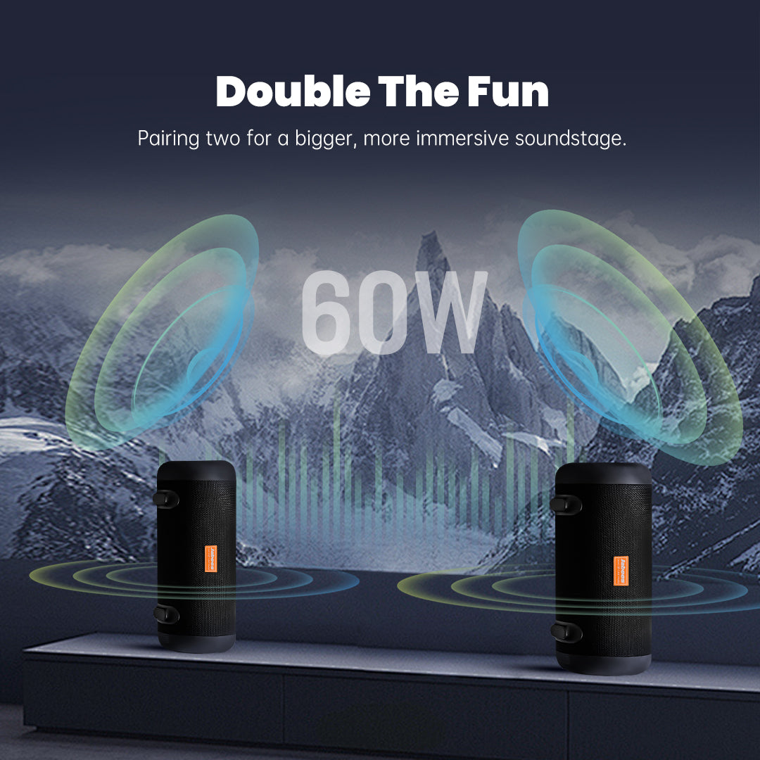 WHALE – Bluetooth IPX7 Waterproof Portable Outdoor Speaker with 30W Stereo Sound and USB Charge Out