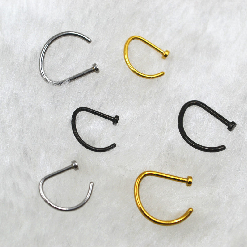 False Nose Ring No Hole D Shaped Stainless Steel