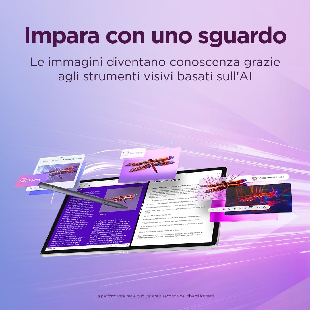 Lenovo Idea Tab Tablet 11" 2.5K (2560x1600) 90Hz IPS, 8GB RAM, 256GB, WiFi, Lenovo Tab Pen Inclusa, MediaTek Dimensity 6300, Android 15, Ideale per Studio, Appunti e Intrattenimento
