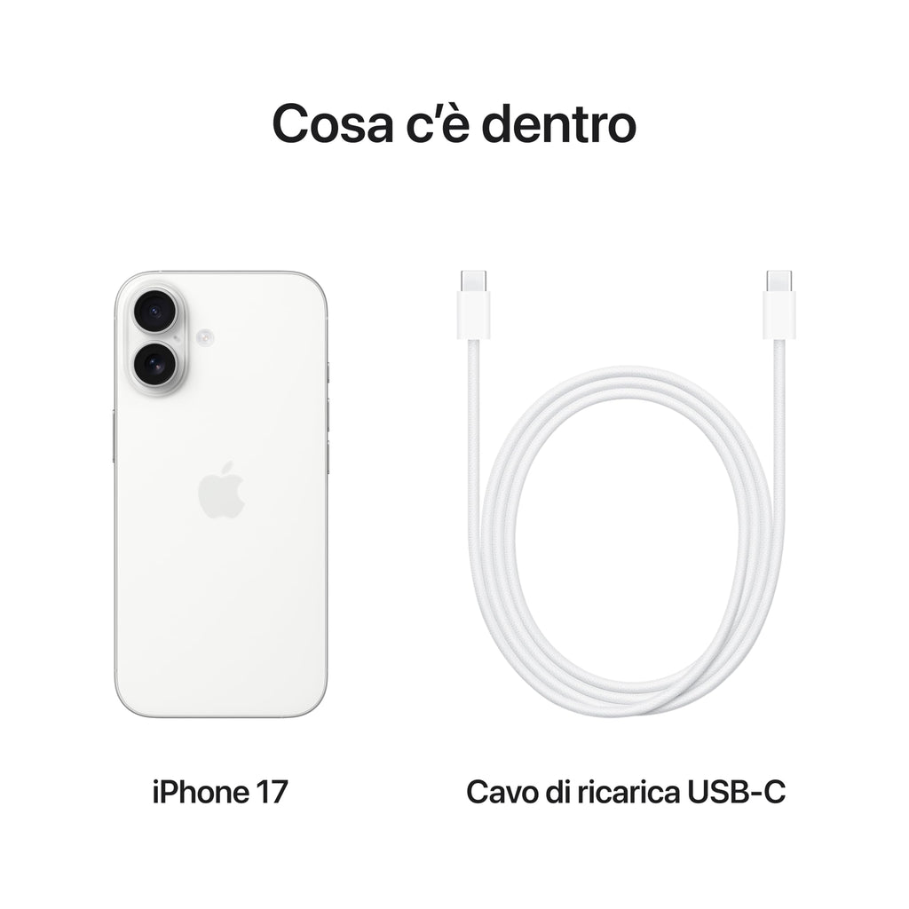 Apple iPhone 17 256 GB: display 6,3" con ProMotion, chip A19, fotocamera frontale Center Stage per selfie di gruppo più facili, più resistenza ai graffi, un giorno intero di batteria; Nero