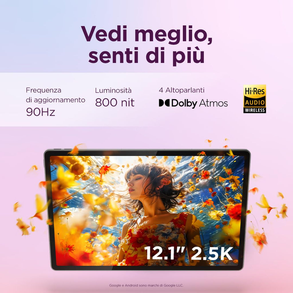 Lenovo Idea Tab Tablet 11" 2.5K (2560x1600) 90Hz IPS, 8GB RAM, 256GB, WiFi, Lenovo Tab Pen Inclusa, MediaTek Dimensity 6300, Android 15, Ideale per Studio, Appunti e Intrattenimento
