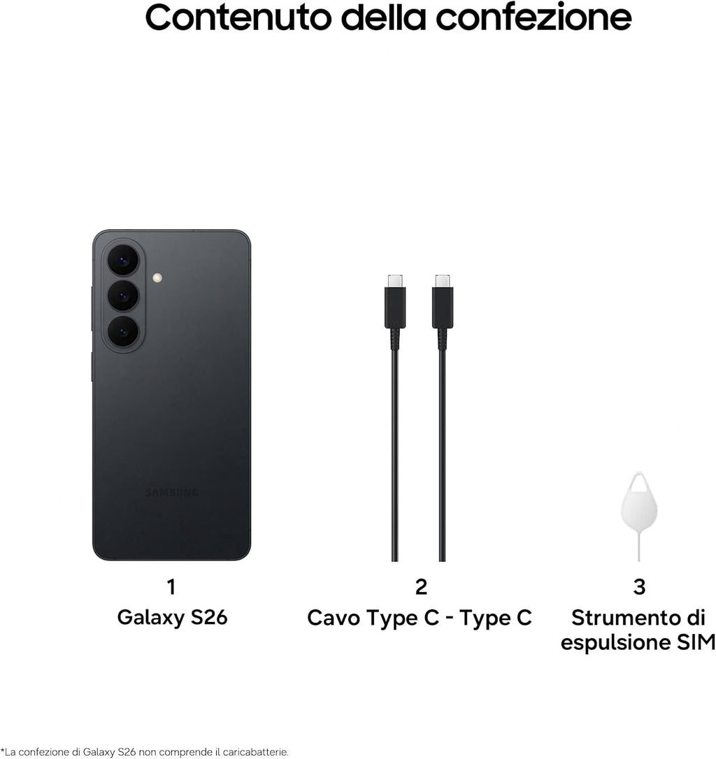 Samsung Galaxy S26, 512GB, Black [Versione italiana]