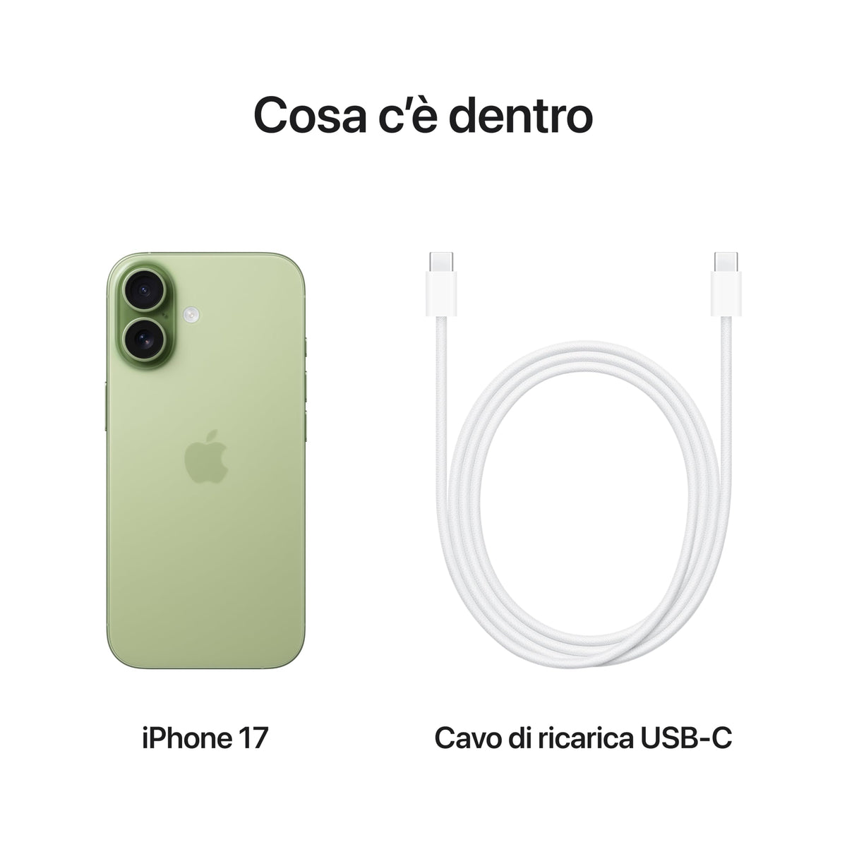 Apple iPhone 17 256 GB: display 6,3" con ProMotion, chip A19, fotocamera frontale Center Stage per selfie di gruppo più facili, più resistenza ai graffi, un giorno intero di batteria; Nero