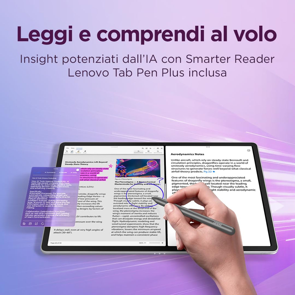 Lenovo Idea Tab Tablet 11" 2.5K (2560x1600) 90Hz IPS, 8GB RAM, 256GB, WiFi, Lenovo Tab Pen Inclusa, MediaTek Dimensity 6300, Android 15, Ideale per Studio, Appunti e Intrattenimento