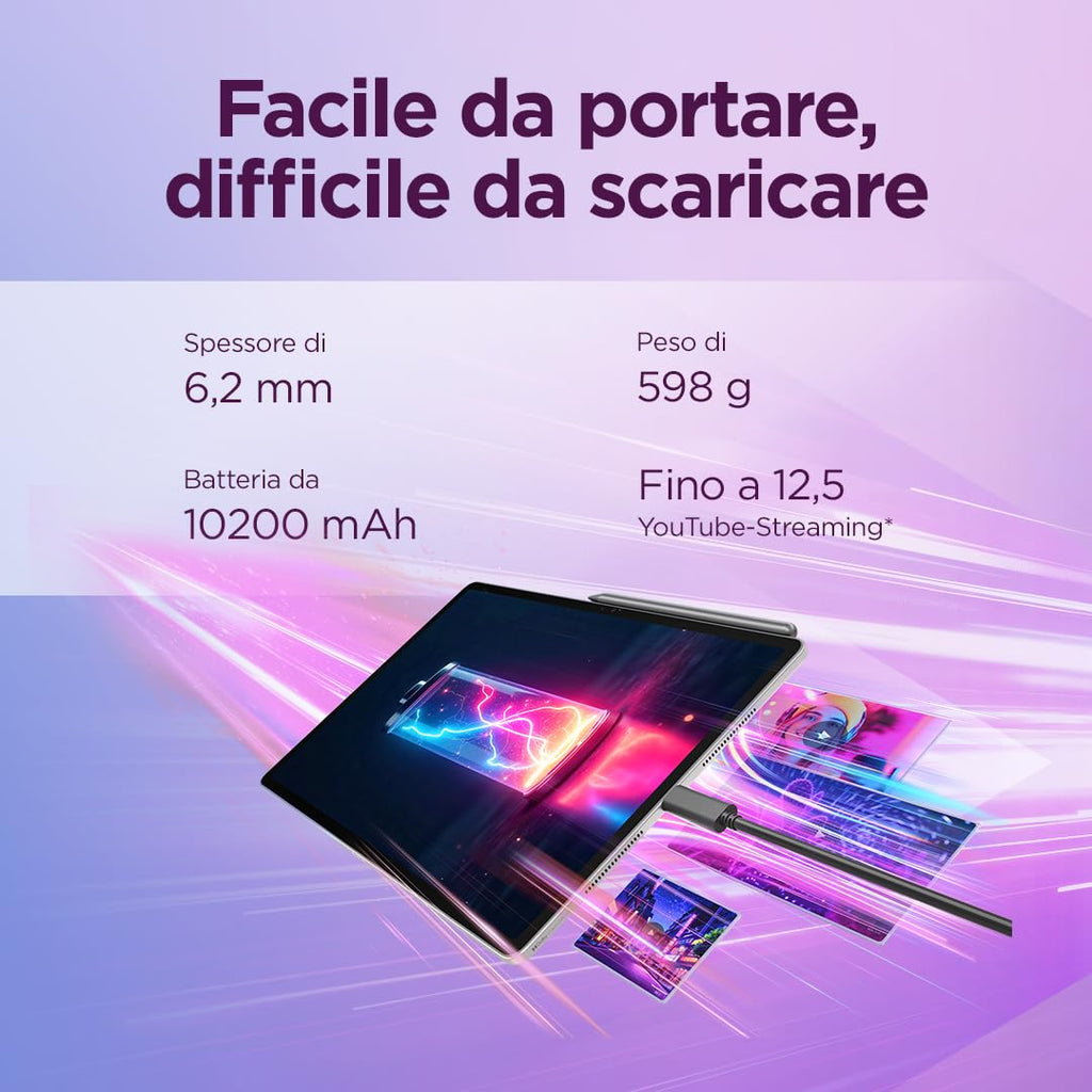 Lenovo Idea Tab Tablet 11" 2.5K (2560x1600) 90Hz IPS, 8GB RAM, 256GB, WiFi, Lenovo Tab Pen Inclusa, MediaTek Dimensity 6300, Android 15, Ideale per Studio, Appunti e Intrattenimento