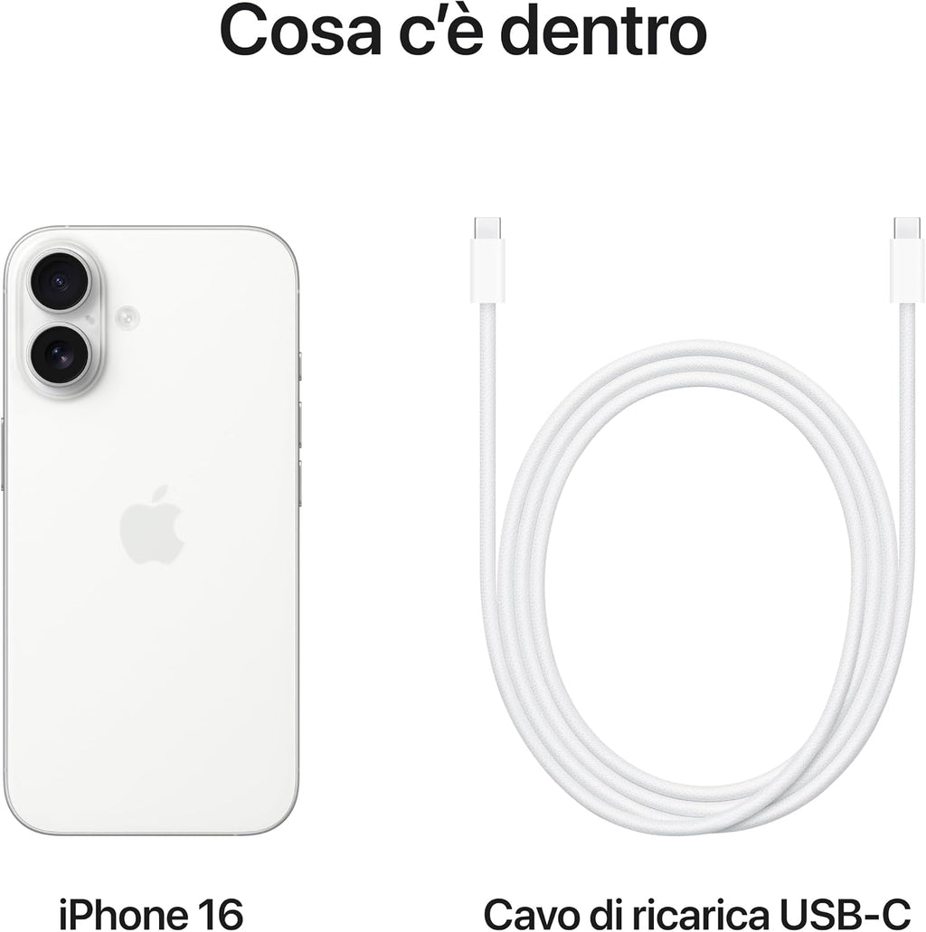 Apple iPhone 16 128 GB: Telefono 5G con Controllo fotocamera, chip A18 e tanta autonomia in più. Compatibile con AirPods; Nero