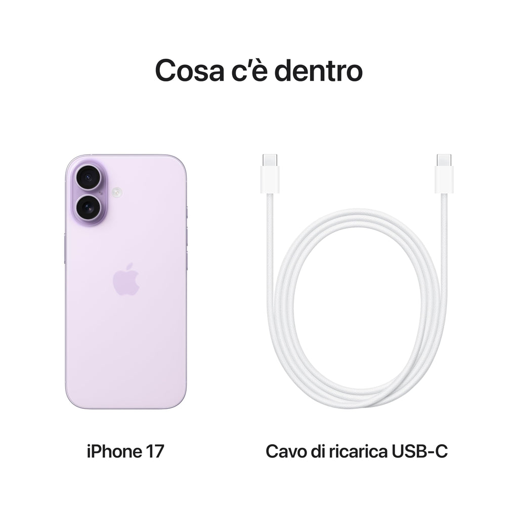 Apple iPhone 17 256 GB: display 6,3" con ProMotion, chip A19, fotocamera frontale Center Stage per selfie di gruppo più facili, più resistenza ai graffi, un giorno intero di batteria; Nero
