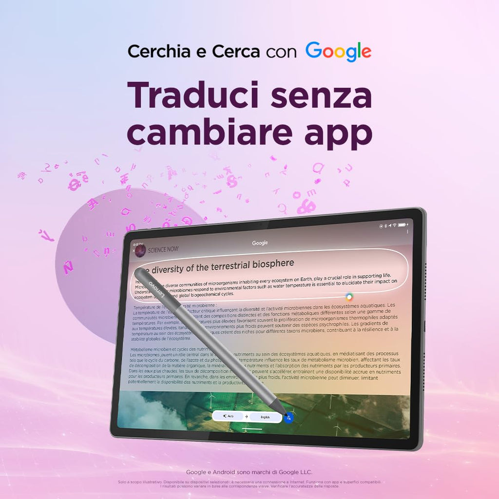 Lenovo Idea Tab Tablet 11" 2.5K (2560x1600) 90Hz IPS, 8GB RAM, 256GB, WiFi, Lenovo Tab Pen Inclusa, MediaTek Dimensity 6300, Android 15, Ideale per Studio, Appunti e Intrattenimento