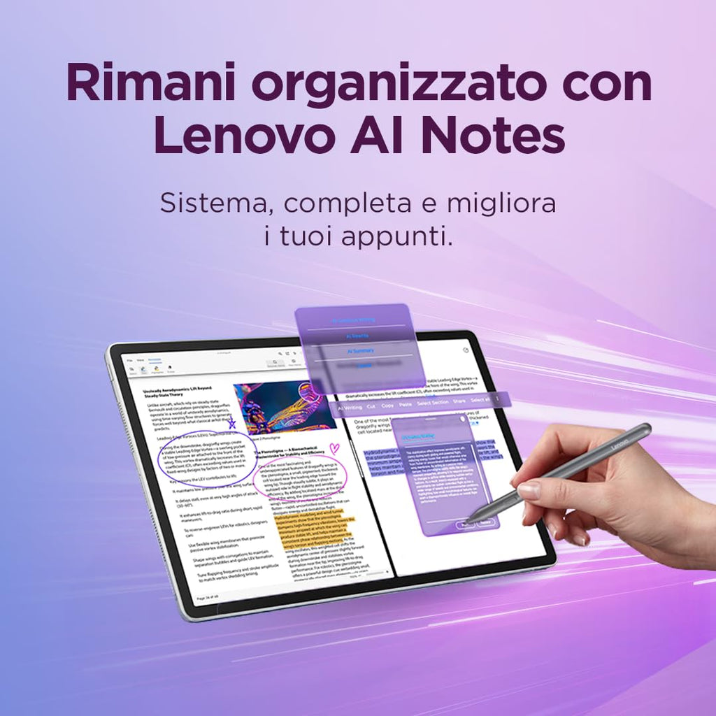 Lenovo Idea Tab Tablet 11" 2.5K (2560x1600) 90Hz IPS, 8GB RAM, 256GB, WiFi, Lenovo Tab Pen Inclusa, MediaTek Dimensity 6300, Android 15, Ideale per Studio, Appunti e Intrattenimento