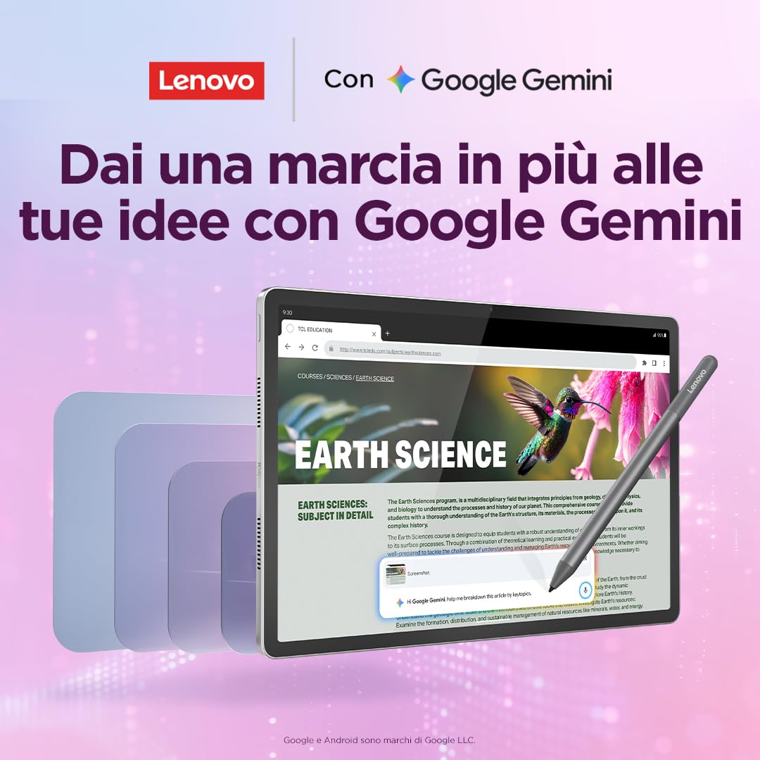 Lenovo Idea Tab Tablet 11" 2.5K (2560x1600) 90Hz IPS, 8GB RAM, 256GB, WiFi, Lenovo Tab Pen Inclusa, MediaTek Dimensity 6300, Android 15, Ideale per Studio, Appunti e Intrattenimento