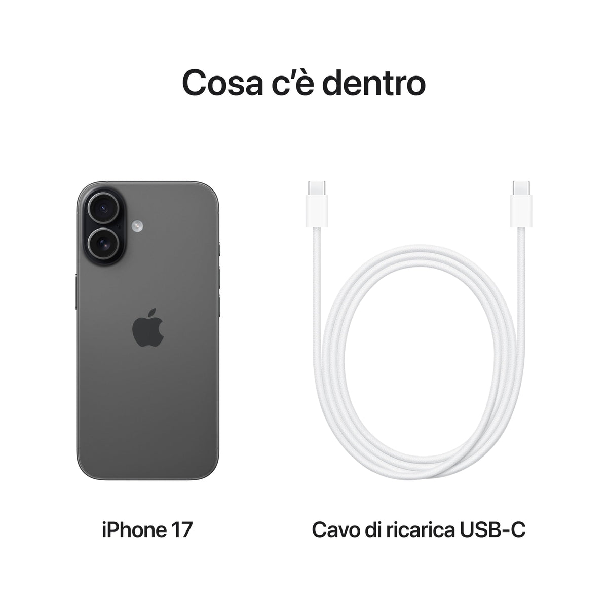 Apple iPhone 17 256 GB: display 6,3" con ProMotion, chip A19, fotocamera frontale Center Stage per selfie di gruppo più facili, più resistenza ai graffi, un giorno intero di batteria; Nero