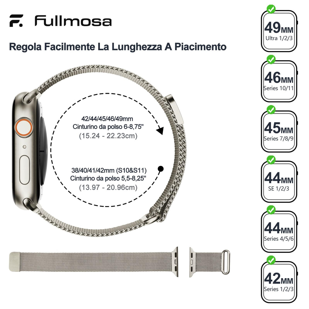Fullmosa – Cinturino in acciaio per Apple Watch