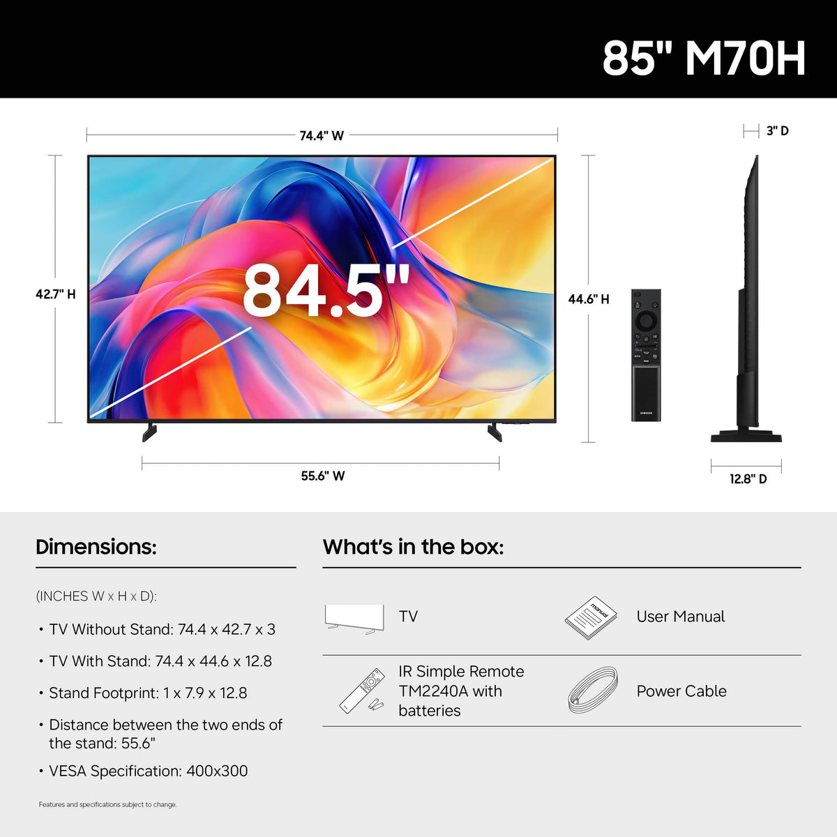 Samsung Smart TV 55 Pollici Mini LED 4K — Serie M70H, Modello 2026