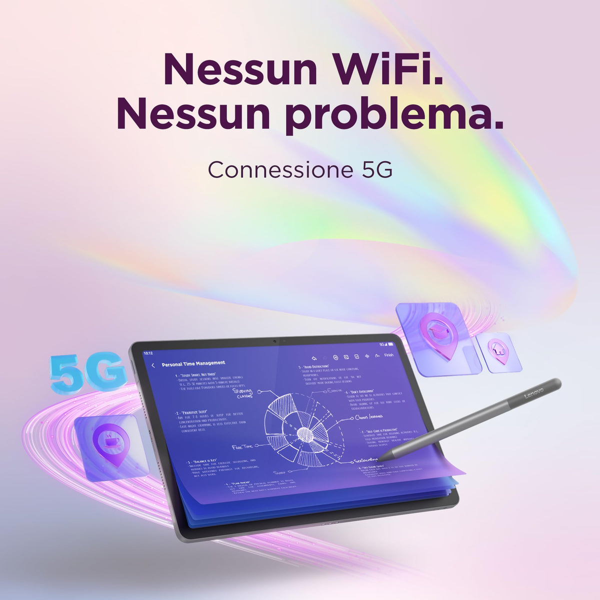 Lenovo Idea Tab Tablet 11" 2.5K (2560x1600) 90Hz IPS, 8GB RAM, 256GB, WiFi, Lenovo Tab Pen Inclusa, MediaTek Dimensity 6300, Android 15, Ideale per Studio, Appunti e Intrattenimento