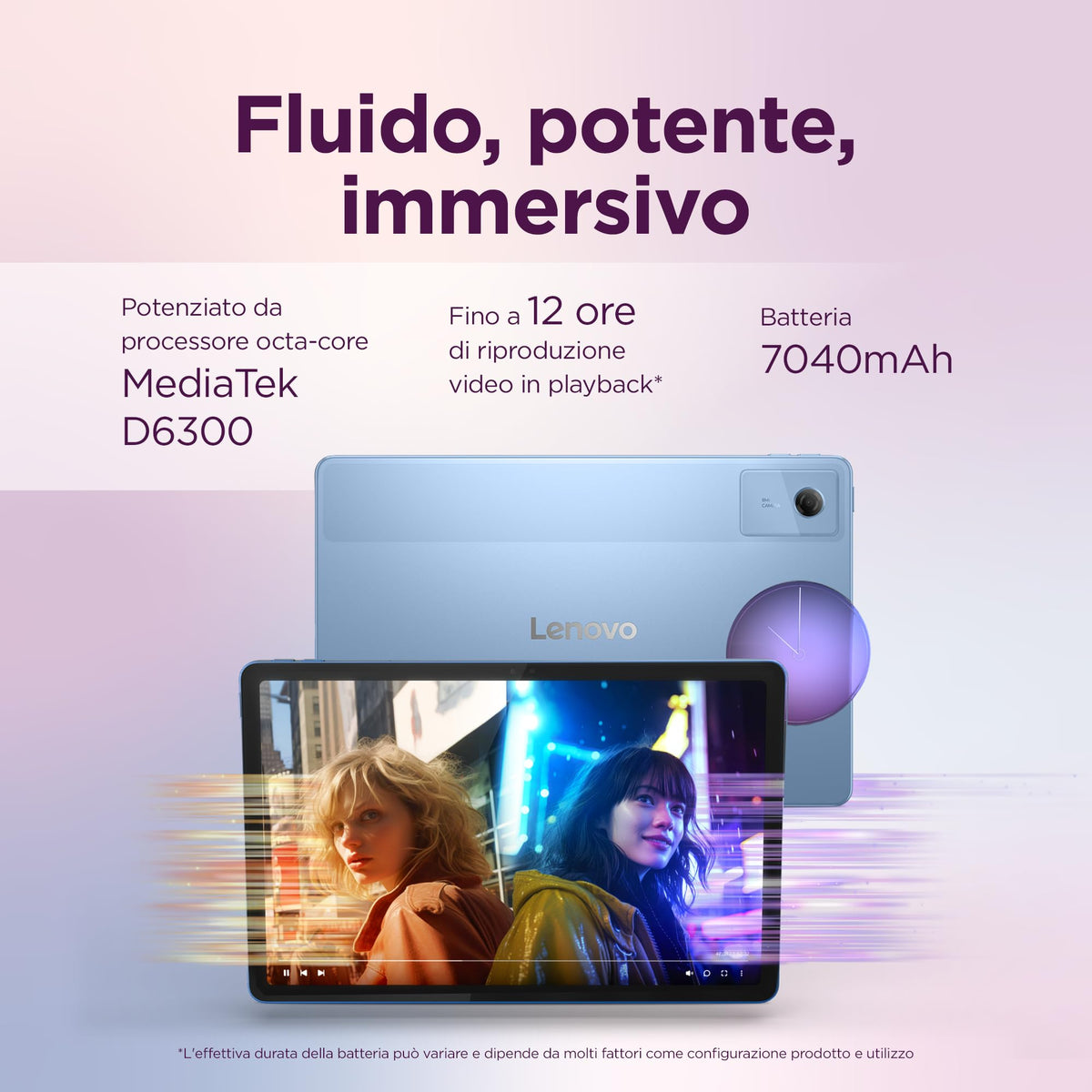 Lenovo Idea Tab Tablet 11" 2.5K (2560x1600) 90Hz IPS, 8GB RAM, 256GB, WiFi, Lenovo Tab Pen Inclusa, MediaTek Dimensity 6300, Android 15, Ideale per Studio, Appunti e Intrattenimento