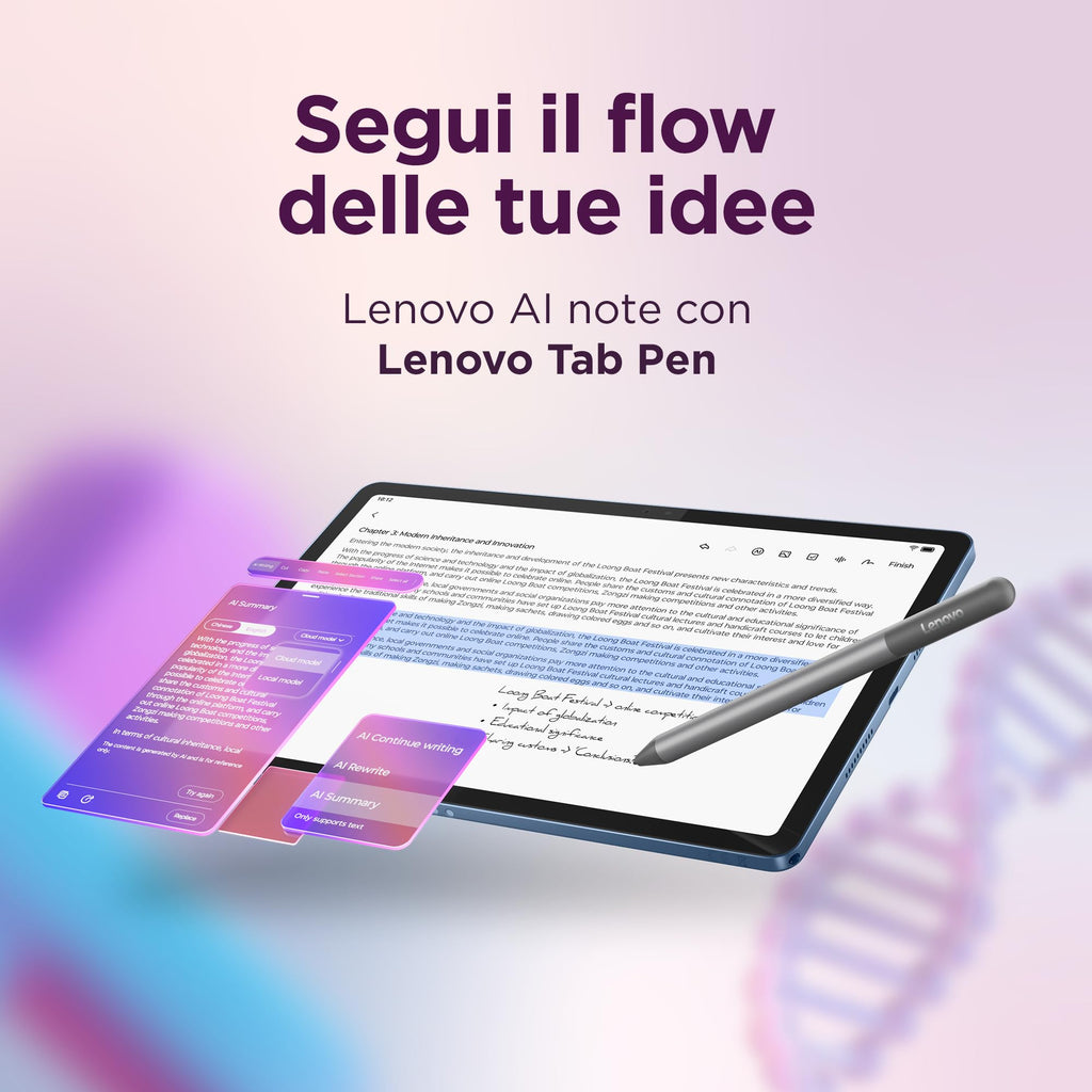 Lenovo Idea Tab Tablet 11" 2.5K (2560x1600) 90Hz IPS, 8GB RAM, 256GB, WiFi, Lenovo Tab Pen Inclusa, MediaTek Dimensity 6300, Android 15, Ideale per Studio, Appunti e Intrattenimento