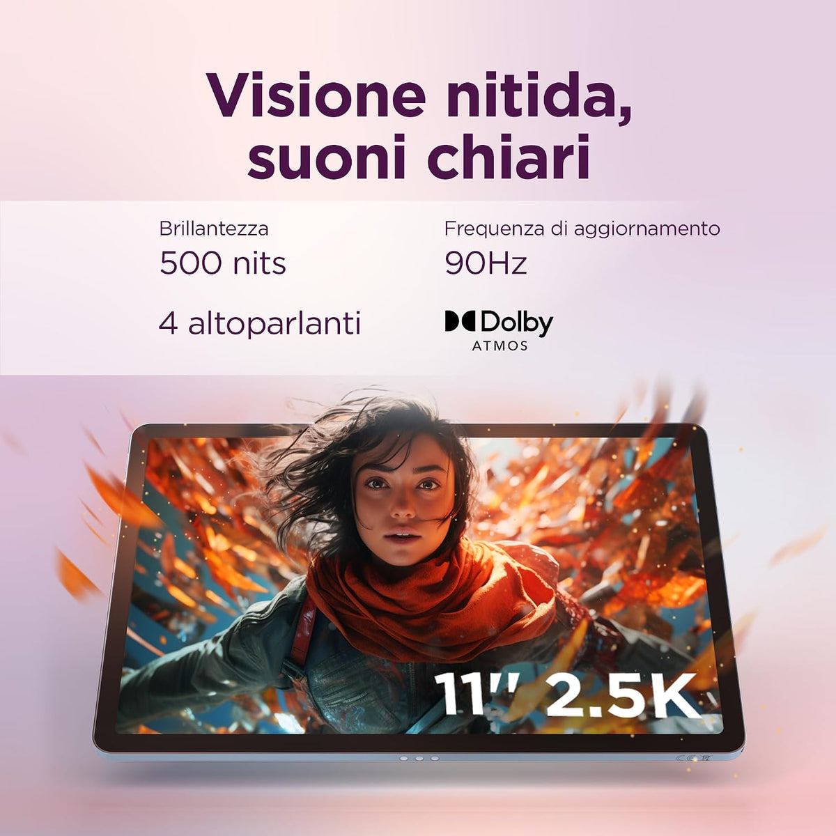 Lenovo Idea Tab Tablet 11" 2.5K (2560x1600) 90Hz IPS, 8GB RAM, 256GB, WiFi, Lenovo Tab Pen Inclusa, MediaTek Dimensity 6300, Android 15, Ideale per Studio, Appunti e Intrattenimento
