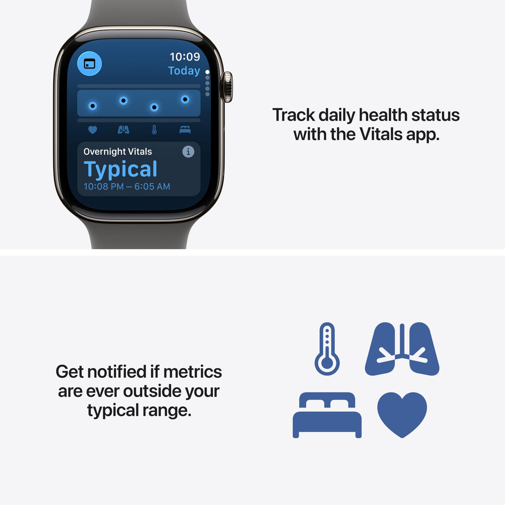 Apple Watch Series 11 GPS 42mm — Cassa Alluminio Nero Siderale, Cinturino Sport S/M, ECG e Monitoraggio Salute