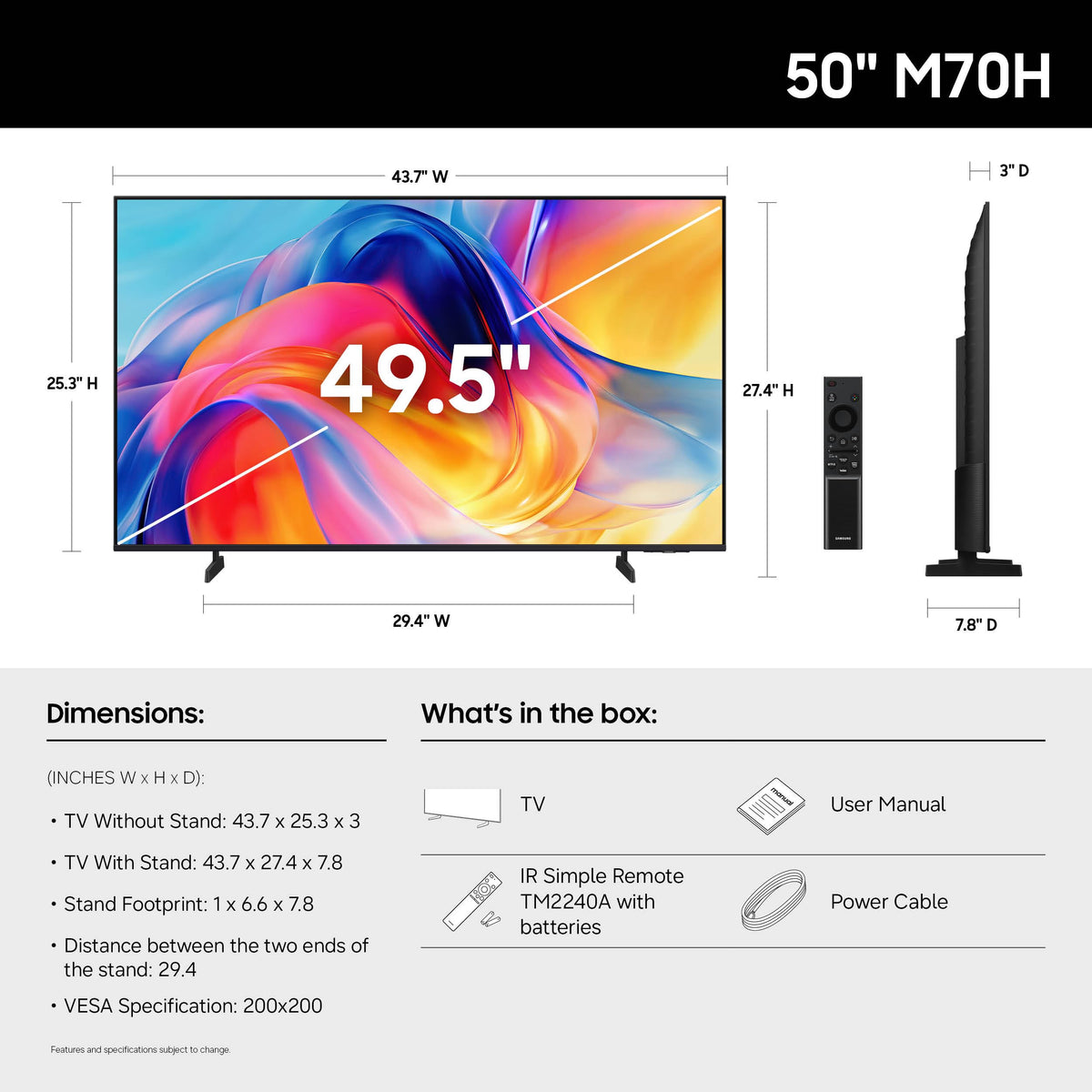 Samsung Smart TV 55 Pollici Mini LED 4K — Serie M70H, Modello 2026