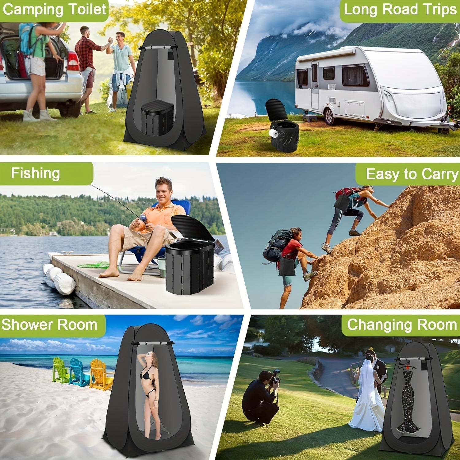 Portable Outdoor Toilet Kit with Privacy Tent