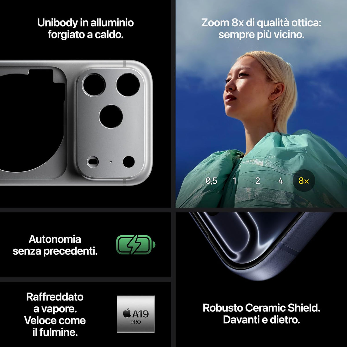 Apple iPhone 17 Pro 256 GB: display 6,3", ProMotion fino a 120Hz, chip A19 Pro, autonomia senza precedenti, sistema di fotocamere Pro Fusion con fotocamera frontale Center Stage; Arancione cosmico