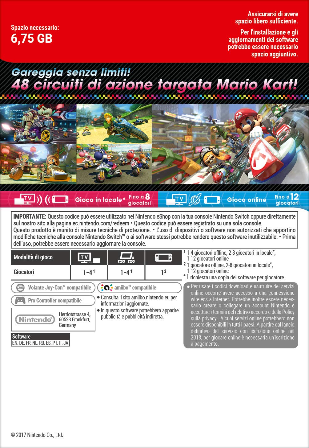Mario Kart 8 Deluxe per Nintendo Switch – Edizione italiana su scheda