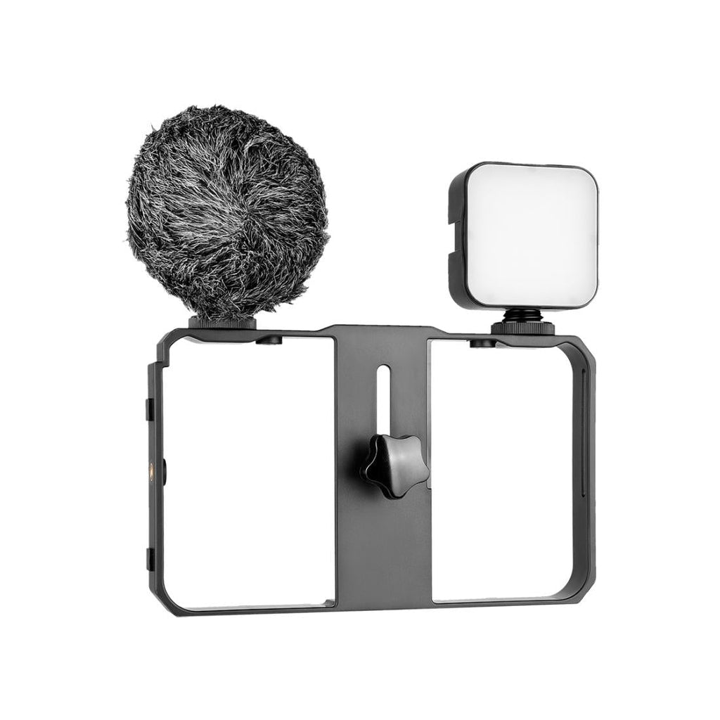 NNEIDS Vlogging Video Rig With Mic & Fill Light For Smartphone