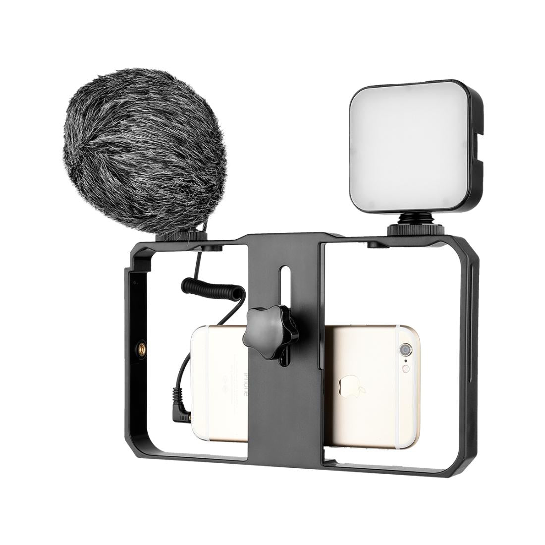 NNEIDS Vlogging Video Rig With Mic & Fill Light For Smartphone