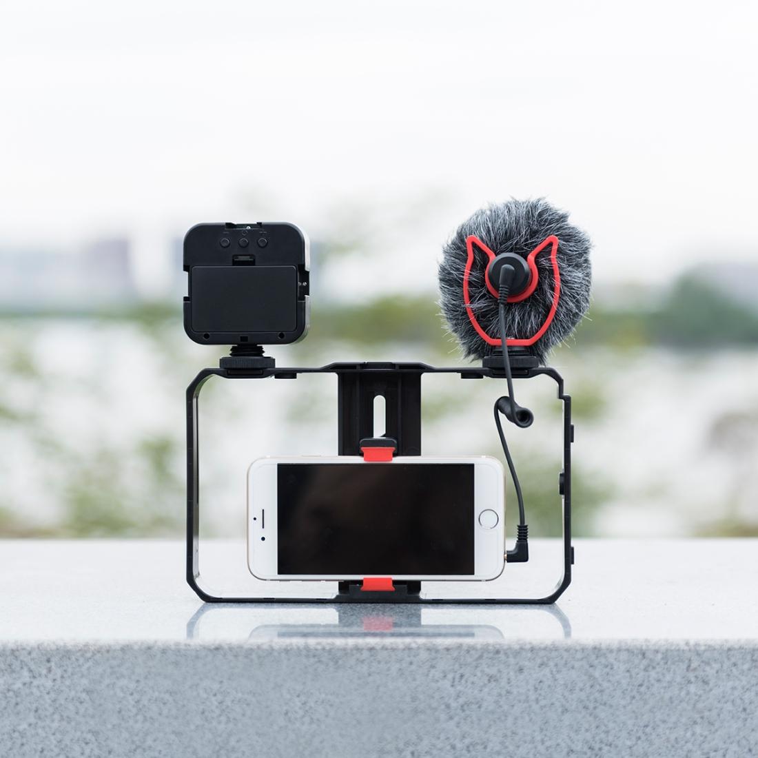 NNEIDS Vlogging Video Rig With Mic & Fill Light For Smartphone