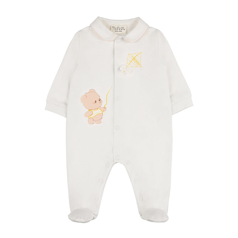 Tutina off-white aperta davanti con orsetto