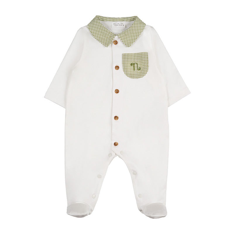 Tutina aperta davanti con taschina verde
