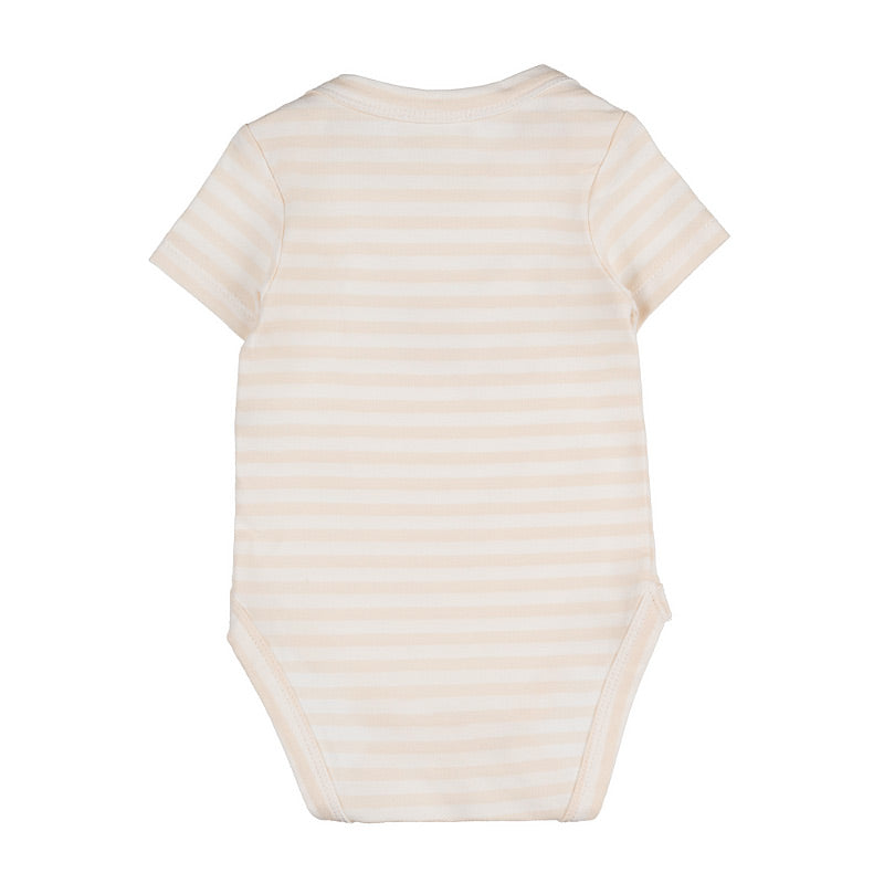 Body a righe beige con fiocco