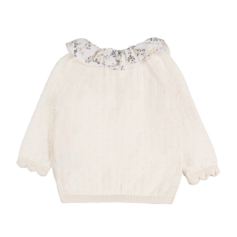 Tutina due pezzi off-white con colletto fiorato