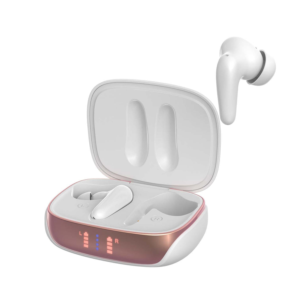 AIR Focus ANC Pearl White and Rose Gold Active Noise Cancelling Earbuds (In Ear Wireless Headphones)a