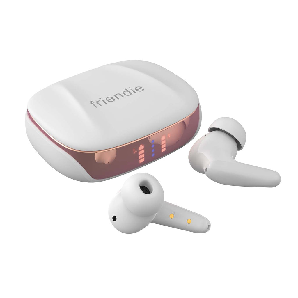 AIR Focus ANC Pearl White and Rose Gold Active Noise Cancelling Earbuds (In Ear Wireless Headphones)a