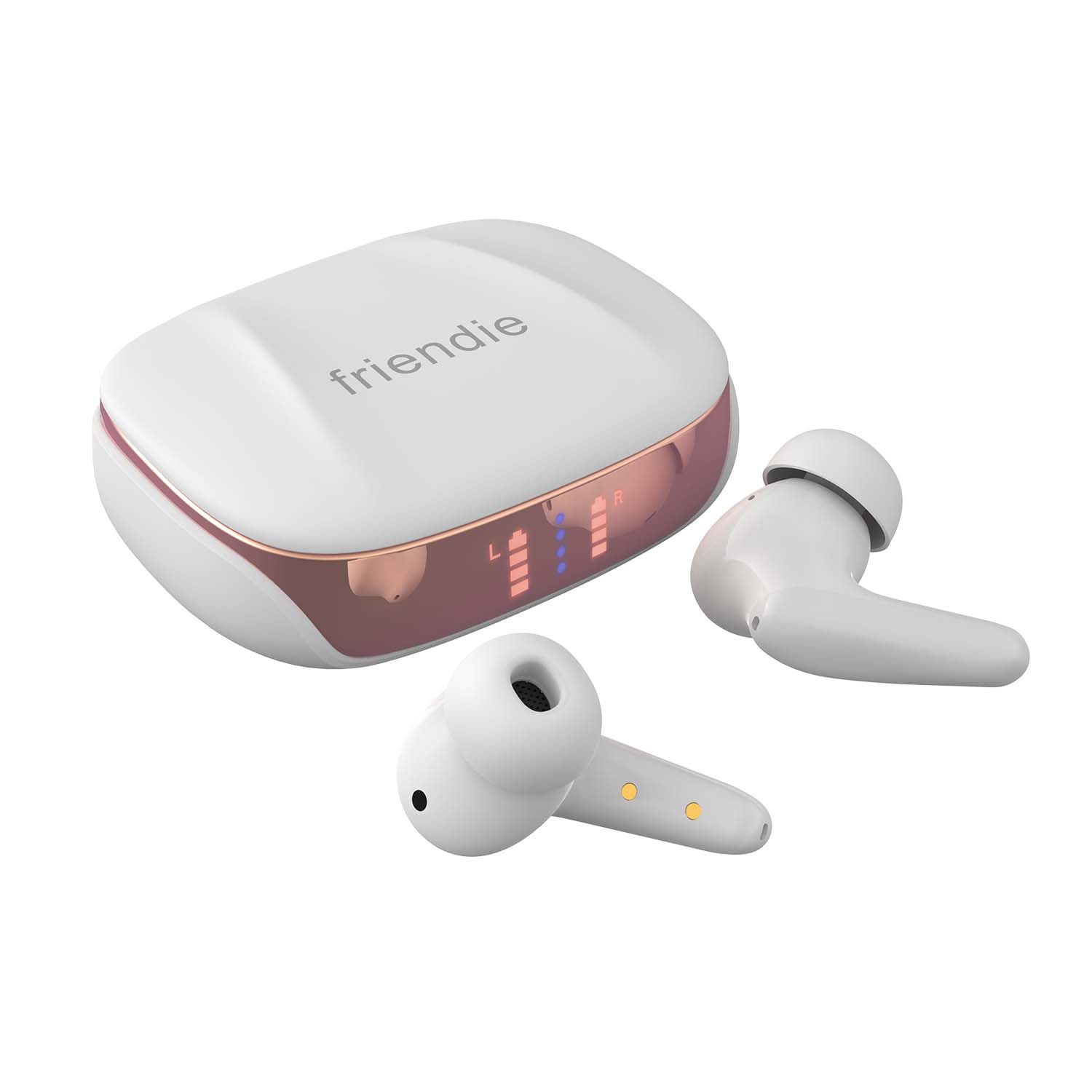 AIR Focus ANC Pearl White and Rose Gold Active Noise Cancelling Earbuds (In Ear Wireless Headphones)a