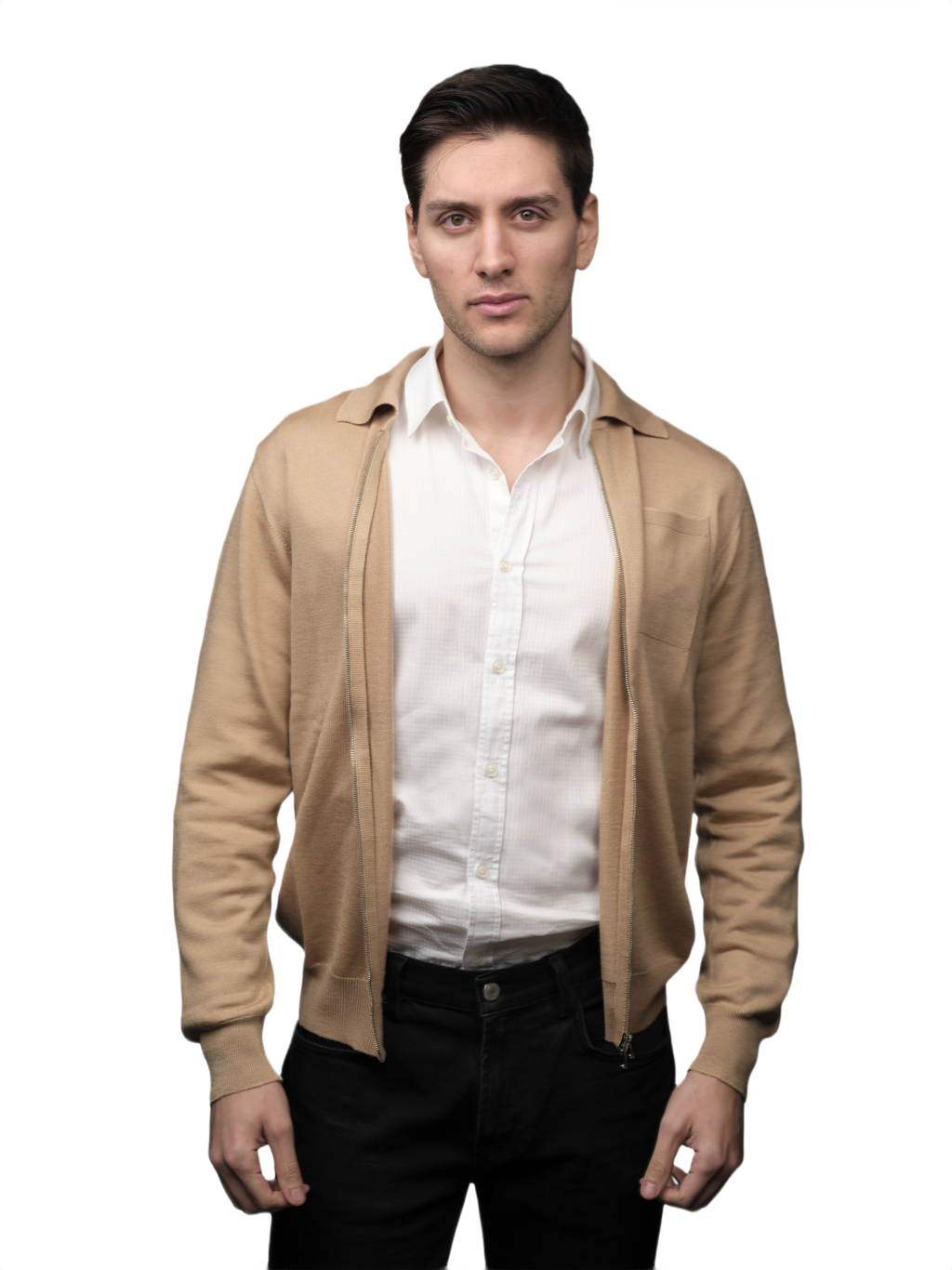 Giacca Uomo Misto Cashmere, Seta, Lana Merino Extrafine chiusura Zip