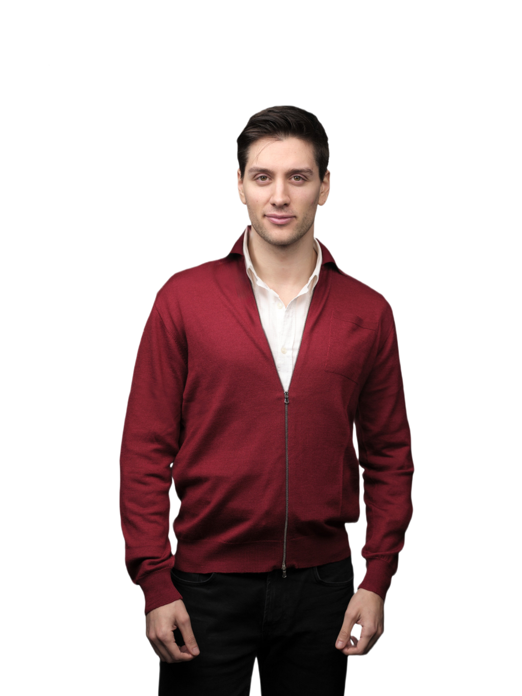 Giacca Uomo Misto Cashmere, Seta, Lana Merino Extrafine chiusura Zip