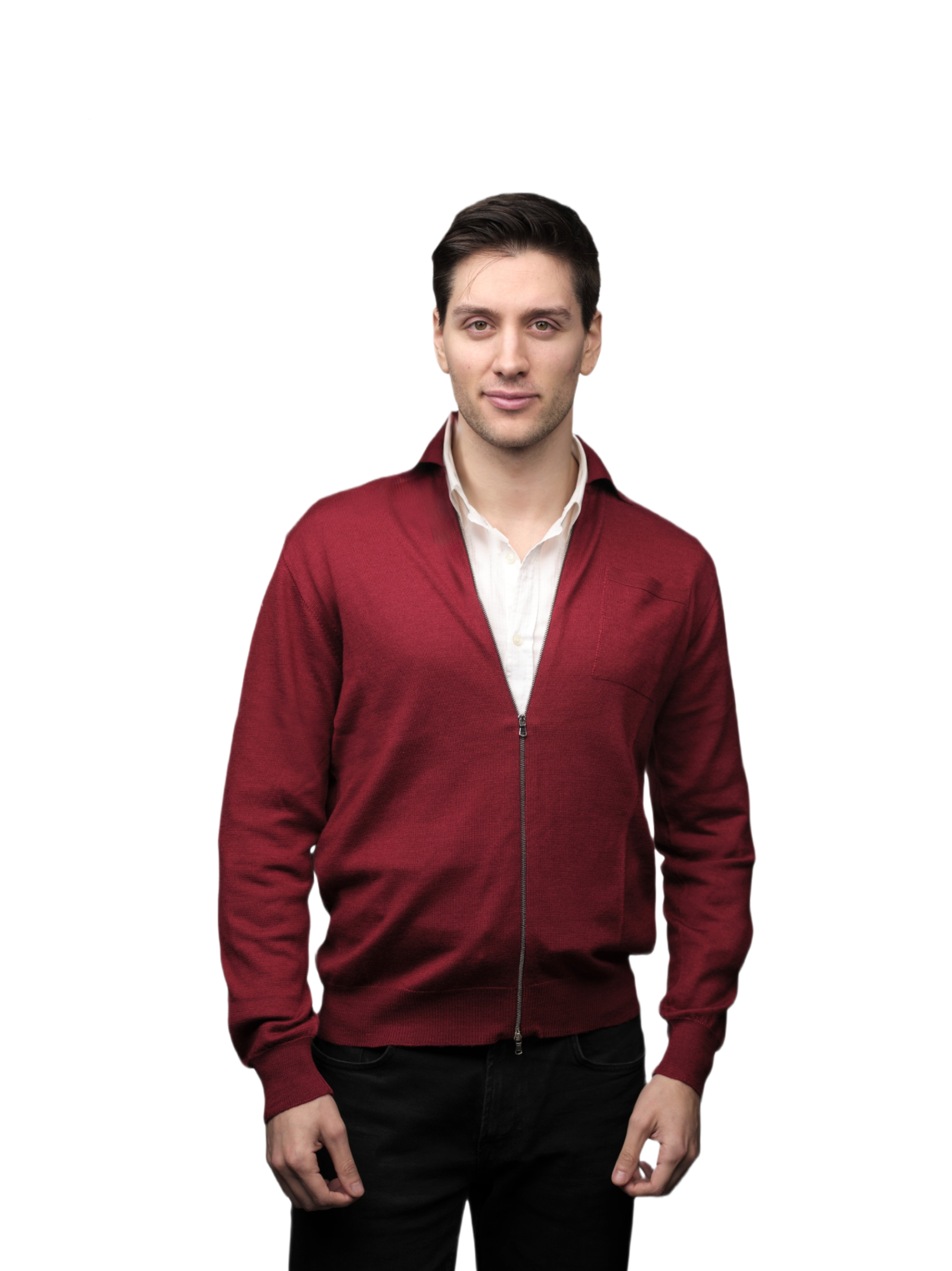 Giacca Uomo Misto Cashmere, Seta, Lana Merino Extrafine chiusura Zip