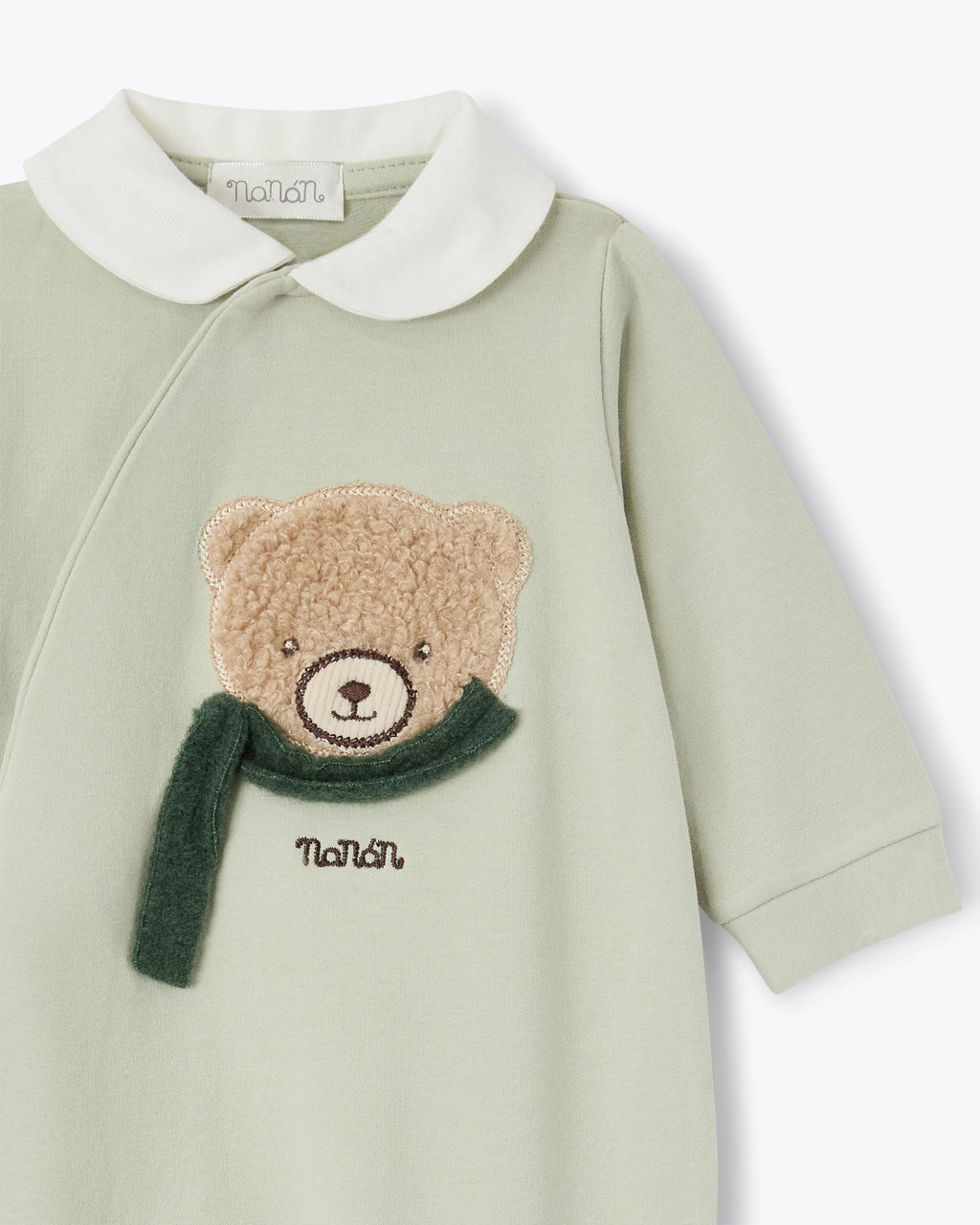 Tutina verdina in felpa con Tato applicato e colletto